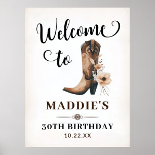 Affiche Bottes pour fille Signal d'anniversaire Western Dé