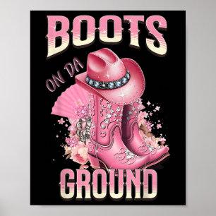 Affiche Bottes Roses Sur Da Grace Western Cowgirl Casquett