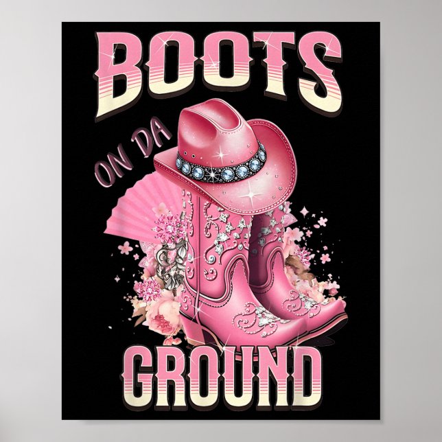 Affiche Bottes Roses Sur Da Grace Western Cowgirl Casquett (Devant)