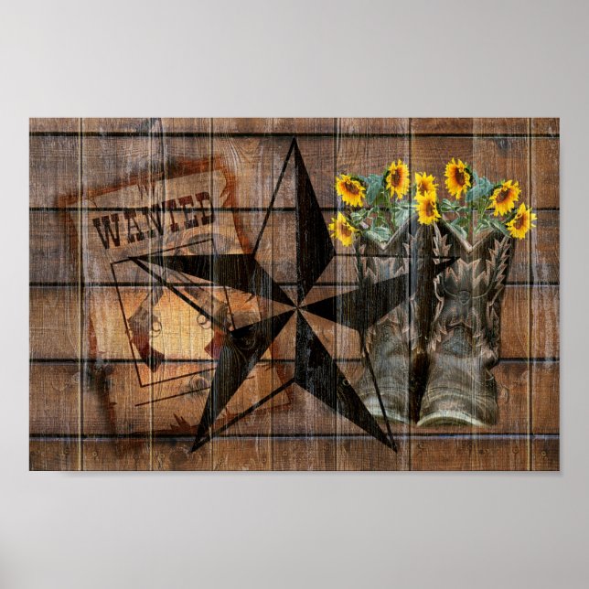 Affiche Bottes Russe Texas Star Western Pistol Cowboy (Devant)