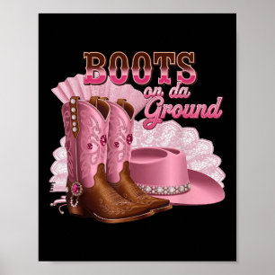 Affiche Bottes Sur Le Sol, Boot Cowgirl Pink Western Cou