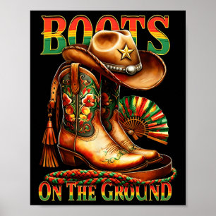 Affiche Bottes Sur Le Sol Boot JunetDix Black Cowgirl