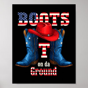 Affiche Bottes sur le sol cowboy chapeau rouge 4 juillet