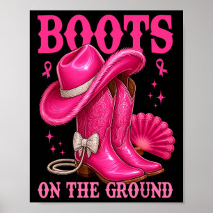Affiche Bottes Sur Le Sol Pink Cowgirl Cancer Du Sein Wes