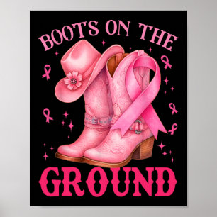 Affiche Bottes Sur Le Sol Pink Cowgirl Cancer Du Sein Wom