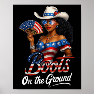 Affiche Bottes sur le terrain 4 juillet drapeau occidental