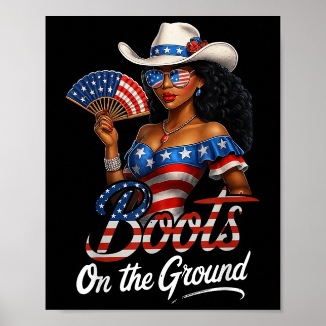 Affiche Bottes sur le terrain 4 juillet drapeau occidental (Devant)