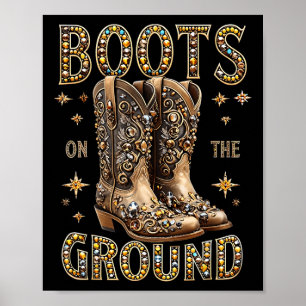 Affiche Bottes Sur Le Terrain Black Cowgirl Western Où Le