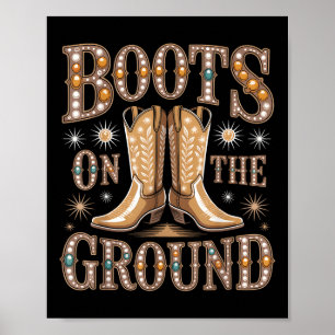 Affiche Bottes Sur Le Terrain Black Cowgirl Western Où Le
