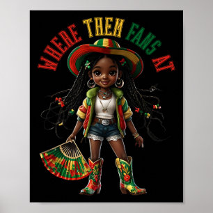 Affiche Bottes Sur Le Terrain Black Girl Cowgirl Où Ils