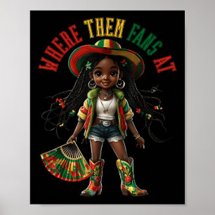 Affiche Bottes Sur Le Terrain Black Girl Cowgirl Où Ils