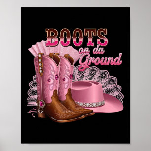 Affiche Bottes Sur Le Terrain, Boot Cowboy Western Country