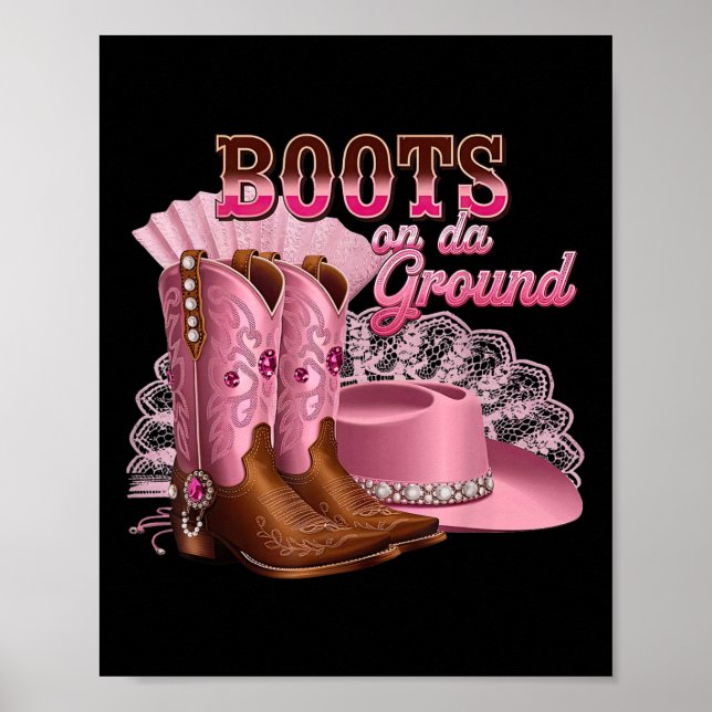 Affiche Bottes Sur Le Terrain, Boot Cowboy Western Country (Devant)