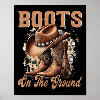 Affiche Bottes Sur Le Terrain Boot Cowboy Western Cowgirl