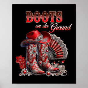 Affiche Bottes Sur Le Terrain Boot Cowboy Western Cowgirl 