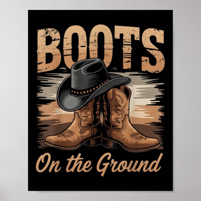 Affiche Bottes Sur Le Terrain Cowgirl Line Danse Femmes Ho (Devant)