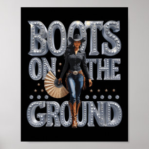 Affiche Bottes Sur Le Terrain Distance Western Cowgirl Boo