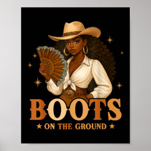 Affiche Bottes sur le terrain Juneteenth Cowgirl noire Noi