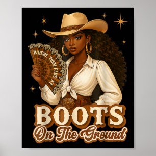 Affiche Bottes Sur Le Terrain Junetten Cowgirl Où Ils