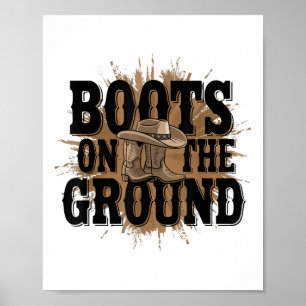 Affiche Bottes Sur Le Terrain Western Cowboy Rodeo Country