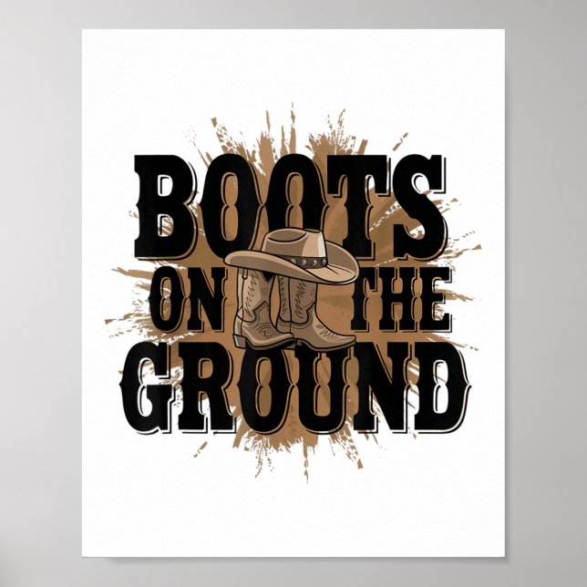 Affiche Bottes Sur Le Terrain Western Cowboy Rodeo Country (Devant)