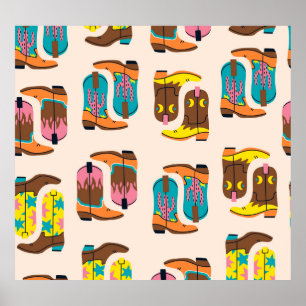 Affiche Bottes Wild West Cowboy : Motif de concept de mode