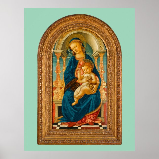 Affiche Botticelli (1445-1510) Madonna & Child Enthroned (Devant)