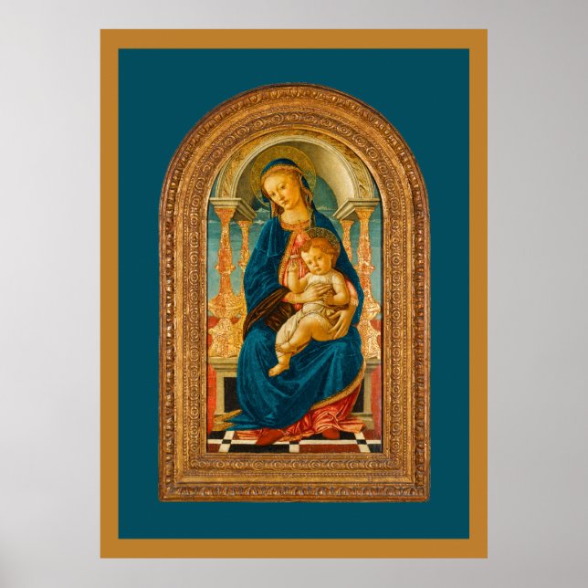 Affiche Botticelli (1445-1510) Madonna & Child Enthroned (Devant)