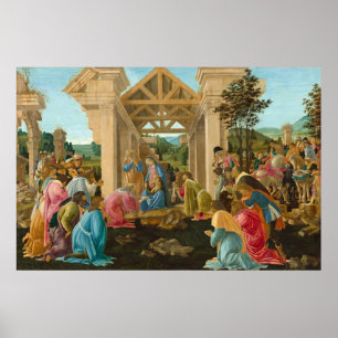 Affiche Botticelli de Noël religieux Magi peinture d'art