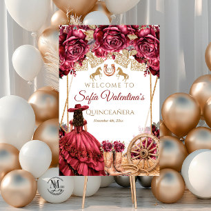 Affiche Bottines de cowboy Quinceanera Or Bourgogne