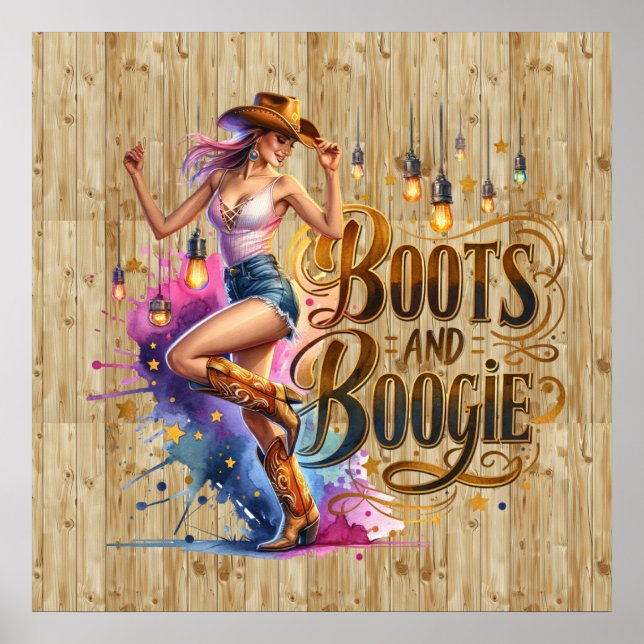 Affiche Bottines de cowgirl Western Cute boogie (Devant)