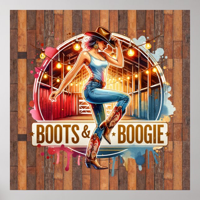 Affiche Bottines de cowgirl Western Cute boogie (Devant)