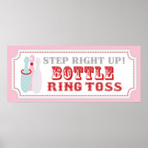 Affiche Bottle Ring Toss Sign for Carnival Circus Birthday
