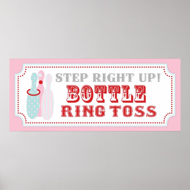 Affiche Bottle Ring Toss Sign for Carnival Circus Birthday (Devant)