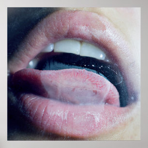 Affiche Bouche léchant l'affiche de vapeur