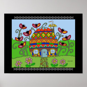 Affiche Bouche sur une maison Pysanka