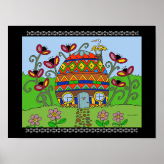 Affiche Bouche sur une maison Pysanka