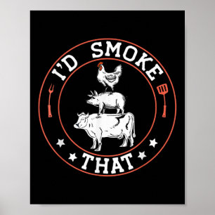 Affiche Boucher Chef Bbq Fumeur Id Fumer Que Barbecue Pit