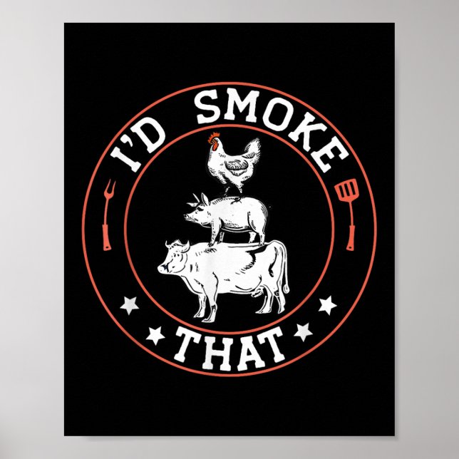 Affiche Boucher Chef Bbq Fumeur Id Fumer Que Barbecue Pit (Devant)
