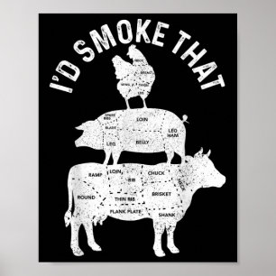 Affiche Boucher Chef Bbq Id Fumer Que Le Boeuf De Porc Gro