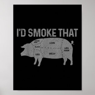 Affiche Boucher Chef Bbq Id Fumer Que Porc De Cochon Fatig