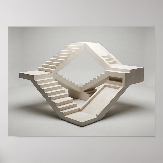 Affiche Boucle d'escalier impossible Mur géométrique archi (Devant)