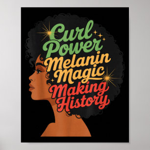 Affiche Boucle Power Melanin Faire l'Histoire Pour les Fem