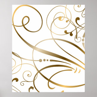 Affiche Boucles d'or contemporaines et parfums sur blanc