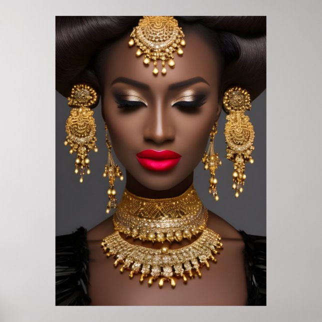 Affiche Boucles d'oreilles pour bijoux en or glamour exoti (Devant)
