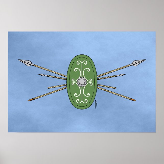 Affiche Bouclier celtique antique et oreilles (Devant)