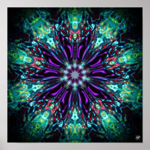 Affiche Bouclier de monstres de fleurs v1 - pareidolia mot