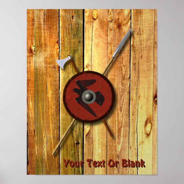 Affiche Bouclier Et Armes De Corbeau Viking (Devant)