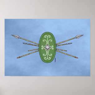 Affiche Bouclier et lances celtiques anciens
