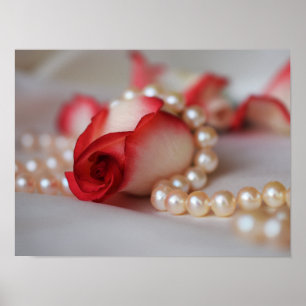 Affiche Boud et perles de roses rouges